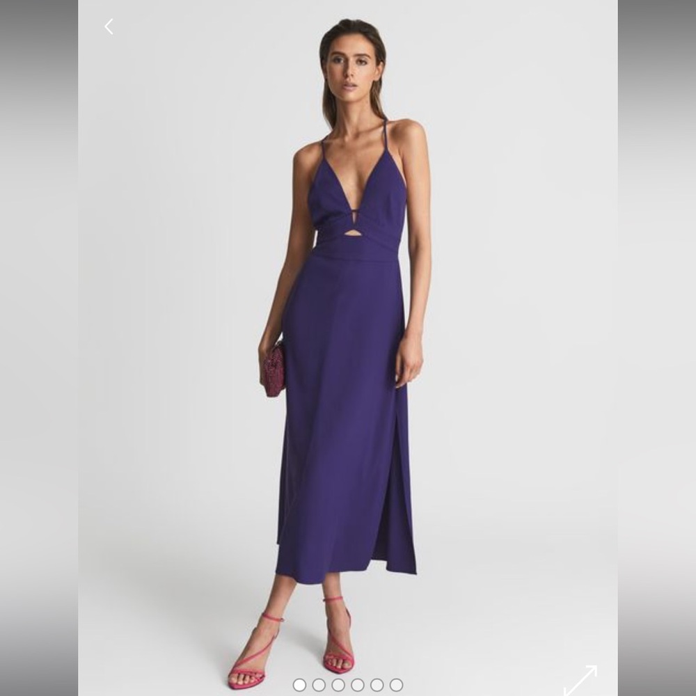 Reiss Purple Cutout V-Neck Slip Dress